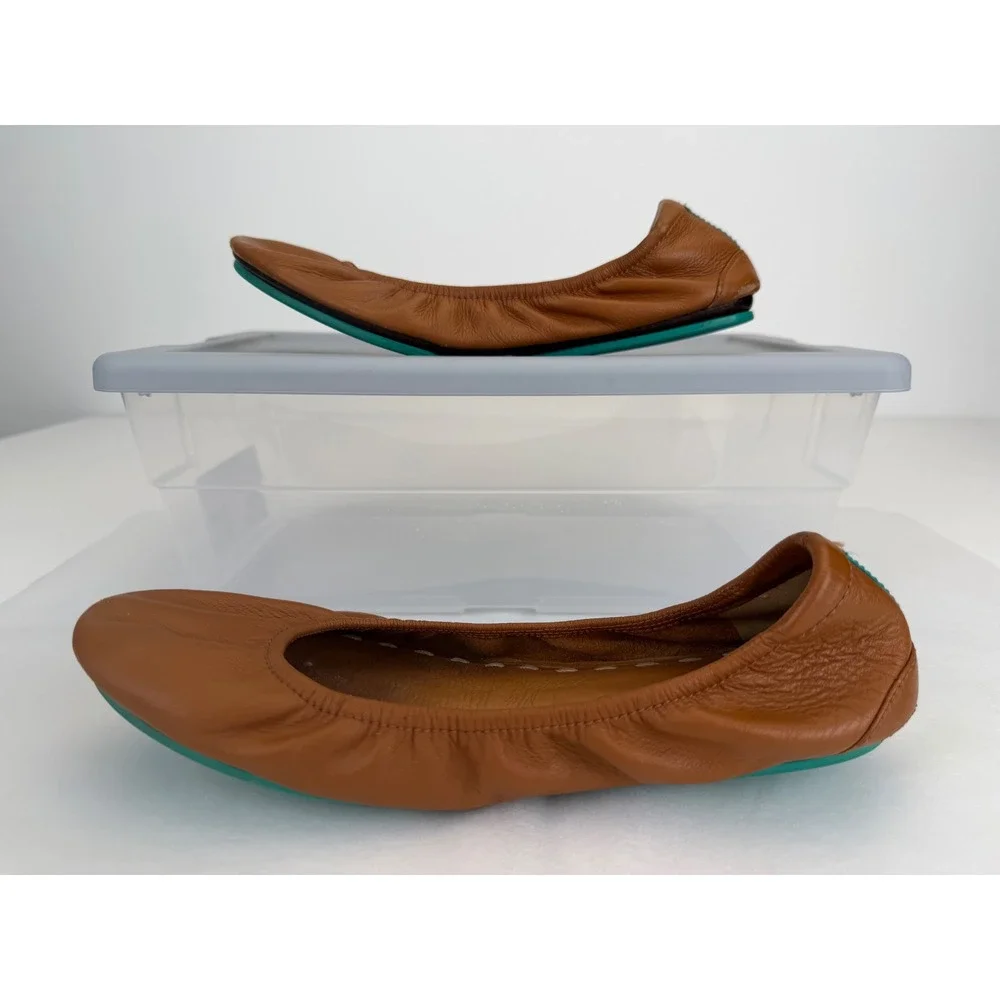 Tieks by Gavrieli Foldable Leather Ballet Flats Size 8 Chestnut Brown Classic